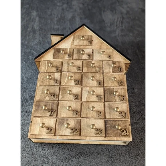 Magnolia Wood House Advent Calendar Drawer Farmhouse Joanna Gaines Fixer Upper - Picture 1 of 6